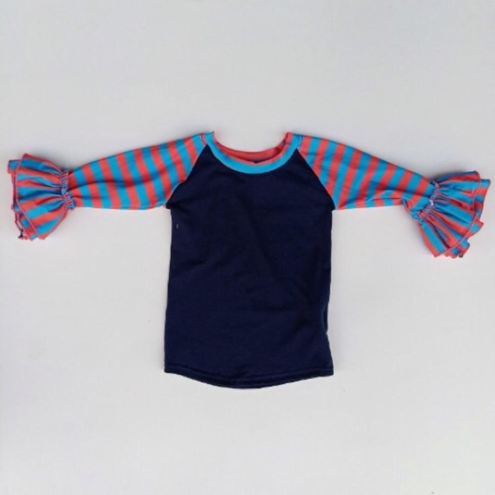 NEW! Double Ruffle Pant, Matching Set Navy - Picture 4 of 7